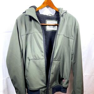 Levi Strauss Jacket men’s medium green Sherpa lined full zip hooded jacket 50